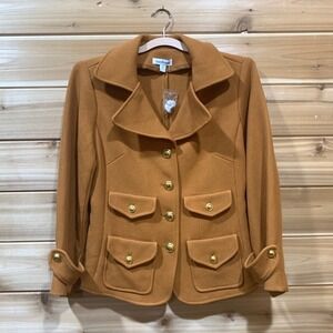 Joan Rivers Blazer Jacket Gold Button‎ Pockets Collared Blazer Jacket XS